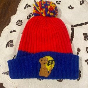 Vintage 1982 Universal Studios ET Beanie Hat Cap - Red And Blue